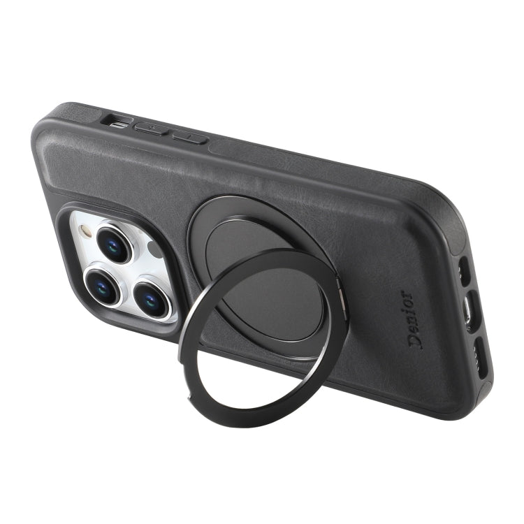 For iPhone 16 Pro Denior A14 Skin Feel Rotating Holder MagSafe Phone Case(Black) - iPhone 16 Pro Cases by Denior | Online Shopping South Africa | PMC TechLife | Buy Now Pay Later Mobicred