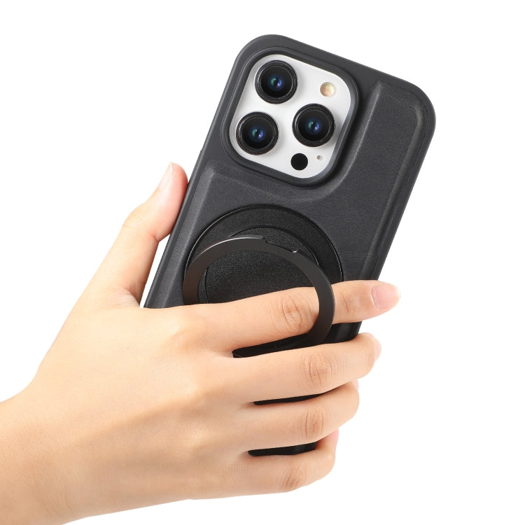 For iPhone 16 Pro Denior A14 Skin Feel Rotating Holder MagSafe Phone Case(Black) - iPhone 16 Pro Cases by Denior | Online Shopping South Africa | PMC TechLife | Buy Now Pay Later Mobicred