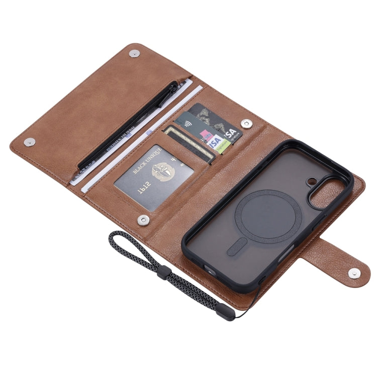 For iPhone 16 ViLi GVS Series MagSafe Magnetic RFID Leather Phone Case(Brown) - iPhone 16 Cases by ViLi | Online Shopping South Africa | PMC Jewellery | Buy Now Pay Later Mobicred