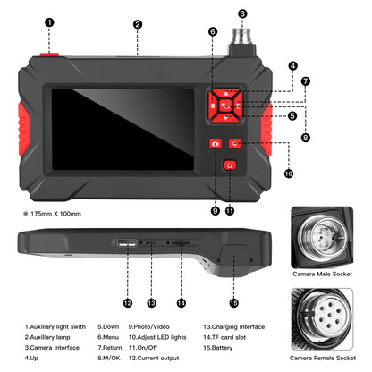 P30 8mm 1080P IP68 Waterproof 4.3 inch Screen Dual Camera Digital Endoscope, Length:3m Snake Tube(Black) -  by PMC Jewellery | Online Shopping South Africa | PMC Jewellery | Buy Now Pay Later Mobicred