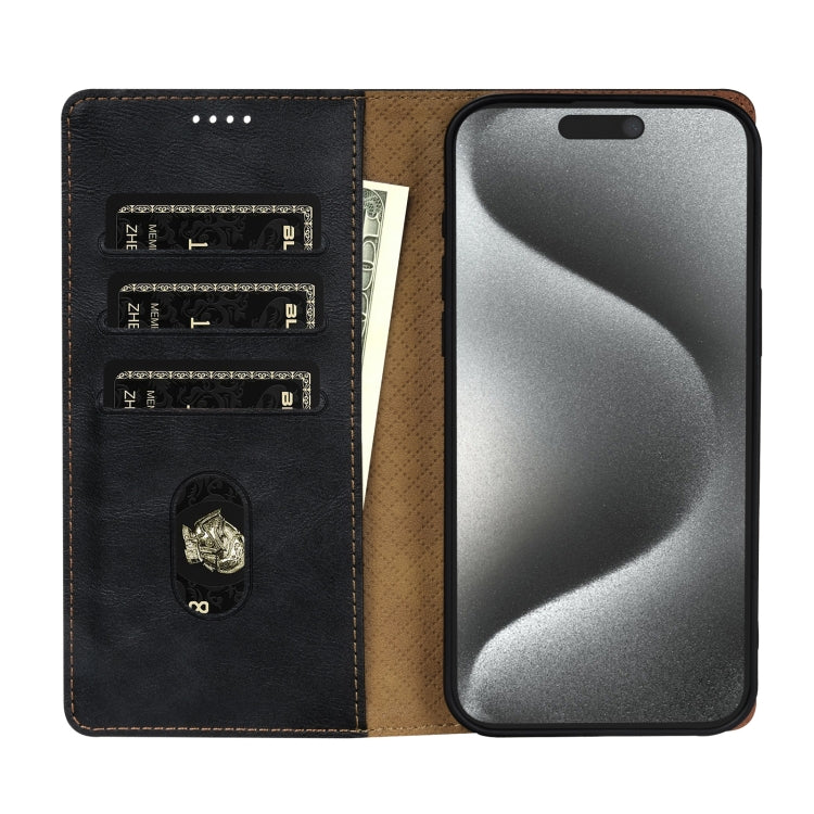 For iPhone 16 Pro Max N.BEKUS CSJ-P1 Solid Color Leather Phone Case(Black) - iPhone 16 Pro Max Cases by N.BEKUS | Online Shopping South Africa | PMC Jewellery | Buy Now Pay Later Mobicred