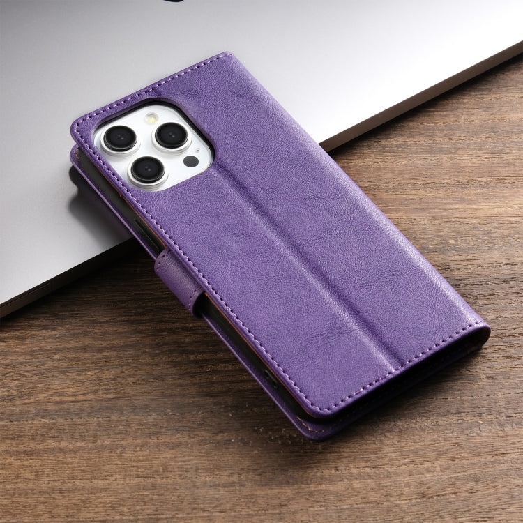 For iPhone 16 Pro Max N.BEKUS CSJ-P1 Solid Color Leather Phone Case(Purple) - iPhone 16 Pro Max Cases by N.BEKUS | Online Shopping South Africa | PMC Jewellery | Buy Now Pay Later Mobicred