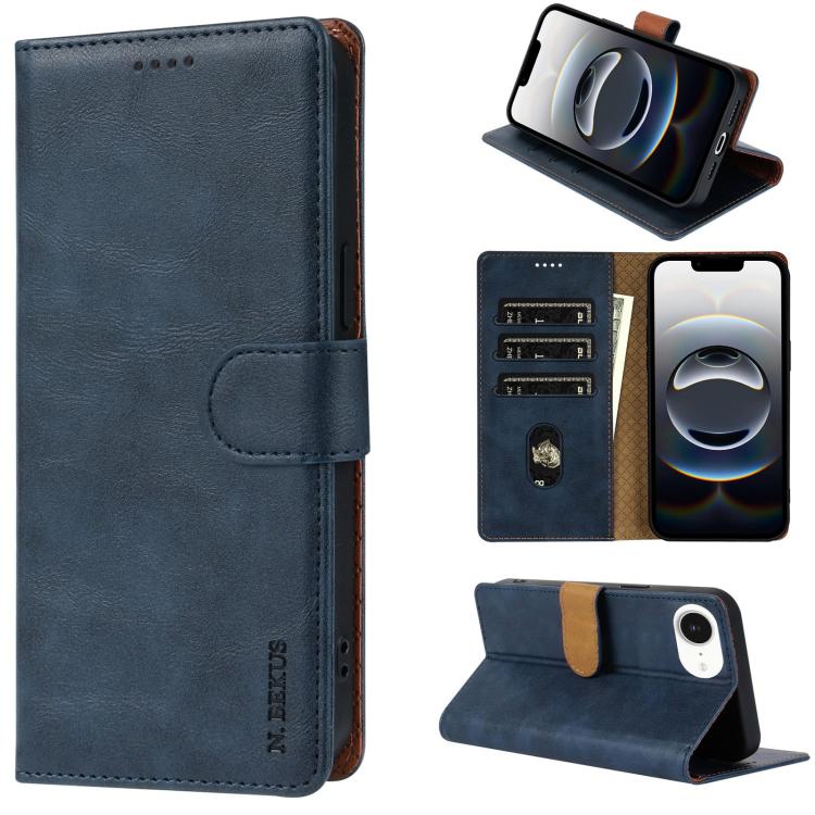 For iPhone 16e N.BEKUS CSJ-P1 Solid Color Leather Phone Case(Blue) - iPhone 16e Cases by N.BEKUS | Online Shopping South Africa | PMC TechLife | Buy Now Pay Later Mobicred