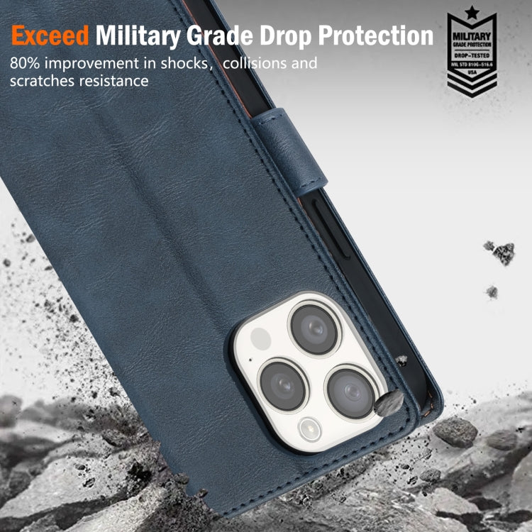 For iPhone 16e N.BEKUS CSJ-P1 Solid Color Leather Phone Case(Blue) - iPhone 16e Cases by N.BEKUS | Online Shopping South Africa | PMC TechLife | Buy Now Pay Later Mobicred