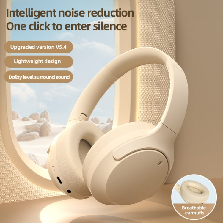 NC10 ANC Active Noise Reduction Head-mounted Bluetooth Earphone(Beige) - Headset & Headphone by PMC Jewellery | Online Shopping South Africa | PMC Jewellery | Buy Now Pay Later Mobicred