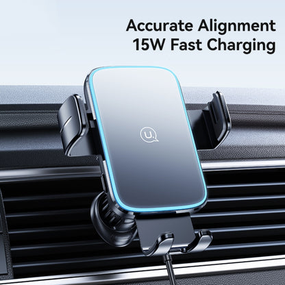 USAMS CD230 15W Accurate Aligment Wireless Charging Car Phone Holder with Suction Cup(Black) - Wireless Charger Holders by USAMS | Online Shopping South Africa | PMC Jewellery | Buy Now Pay Later Mobicred