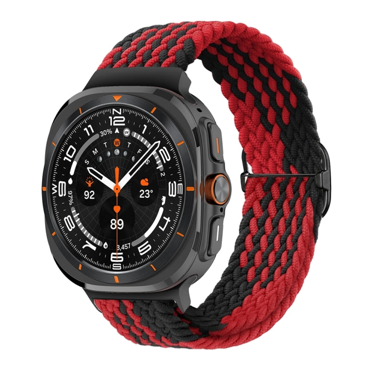 For Samsung Galaxy Watch Ultra 47mm Slide Buckle Nylon Braided Watch Band(Red Black) - Watch Bands by PMC Jewellery | Online Shopping South Africa | PMC Jewellery | Buy Now Pay Later Mobicred