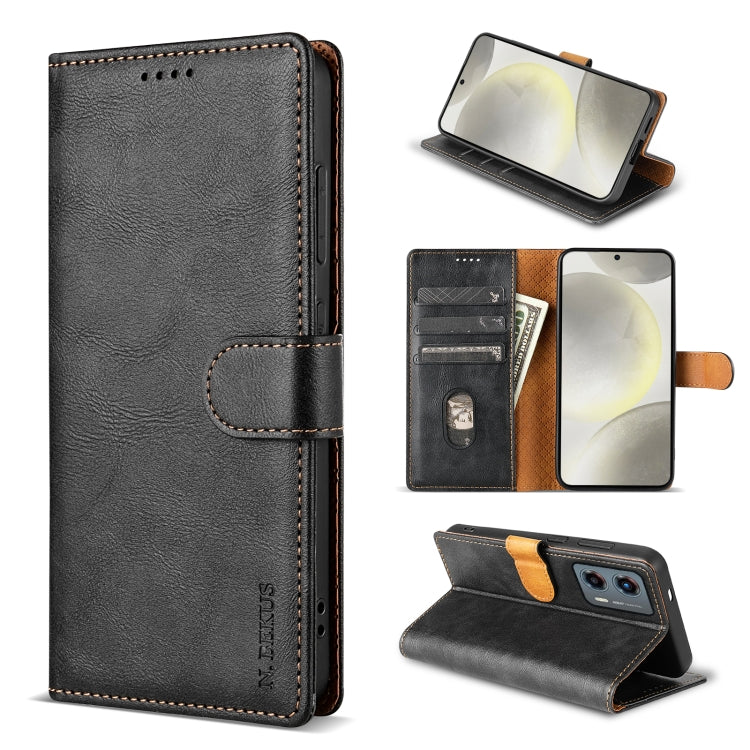 For Motorola Moto G Play 2024 N.BEKUS CSJ-P1 Solid Color Leather Phone Case(Black) - Motorola Cases by N.BEKUS | Online Shopping South Africa | PMC Jewellery | Buy Now Pay Later Mobicred