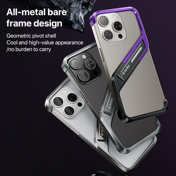 For iPhone 14 Pro Max S-shaped Stand Frameless Metal Phone Case(Grey) - iPhone 14 Pro Max Cases by PMC Jewellery | Online Shopping South Africa | PMC Jewellery | Buy Now Pay Later Mobicred