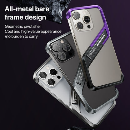 For iPhone 15 Pro Max S-shaped Stand Frameless Metal Phone Case(Silver) - iPhone 15 Pro Max Cases by PMC Jewellery | Online Shopping South Africa | PMC Jewellery | Buy Now Pay Later Mobicred