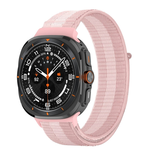 For Samsung Galaxy Watch Ultra 47mm Plastic Connector Nylon Loop Watch Band(Pink White Pink) - Watch Bands by PMC Jewellery | Online Shopping South Africa | PMC Jewellery | Buy Now Pay Later Mobicred