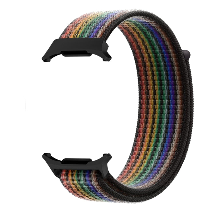 For Samsung Galaxy Watch Ultra 47mm Plastic Connector Nylon Loop Watch Band(Black Rainbow) - Watch Bands by PMC Jewellery | Online Shopping South Africa | PMC Jewellery | Buy Now Pay Later Mobicred