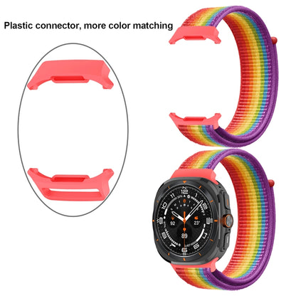 For Samsung Galaxy Watch Ultra 47mm Plastic Connector Nylon Loop Watch Band(Dark Green Orange) - Watch Bands by PMC Jewellery | Online Shopping South Africa | PMC Jewellery | Buy Now Pay Later Mobicred