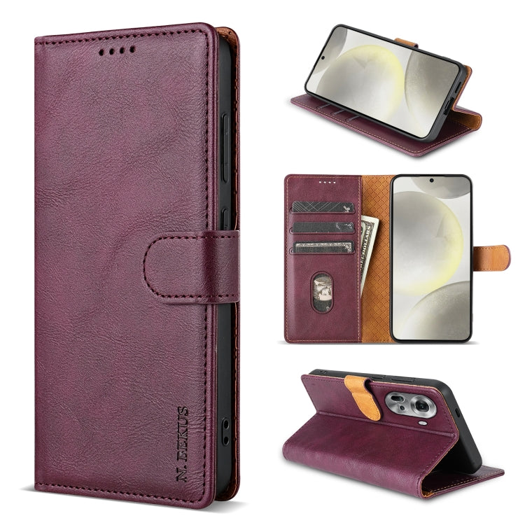 For OPPO Reno11 Pro 5G Global N.BEKUS CSJ-P1 Solid Color Leather Phone Case(Wine Red) - Reno11 Pro Cases by N.BEKUS | Online Shopping South Africa | PMC Jewellery | Buy Now Pay Later Mobicred