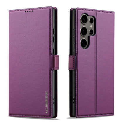 For Samsung Galaxy S24 Ultra 5G LC.IMEEKE L1 Series Frosted Fine Texture PU Phone Case(Purple) - Galaxy S24 Ultra 5G Cases by LC.IMEEKE | Online Shopping South Africa | PMC Jewellery | Buy Now Pay Later Mobicred