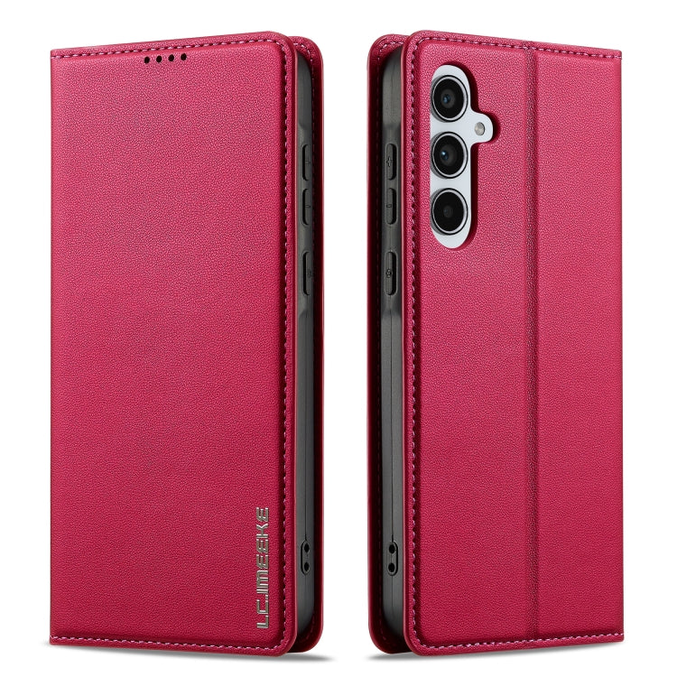 For Samsung Galaxy S24 FE 5G LC.IMEEKE L1 Series Frosted Fine Texture PU Phone Case(Red) - Galaxy S24 FE 5G Cases by LC.IMEEKE | Online Shopping South Africa | PMC Jewellery | Buy Now Pay Later Mobicred