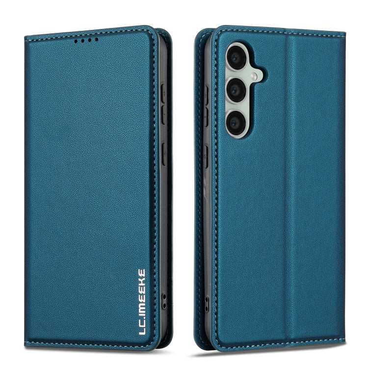 For Samsung Galaxy S24+ 5G LC.IMEEKE L1 Series Frosted Fine Texture PU Phone Case(Blue) - Galaxy S24+ 5G Cases by LC.IMEEKE | Online Shopping South Africa | PMC Jewellery | Buy Now Pay Later Mobicred