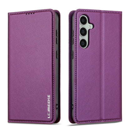 For Samsung Galaxy S24+ 5G LC.IMEEKE L1 Series Frosted Fine Texture PU Phone Case(Purple) - Galaxy S24+ 5G Cases by LC.IMEEKE | Online Shopping South Africa | PMC Jewellery | Buy Now Pay Later Mobicred