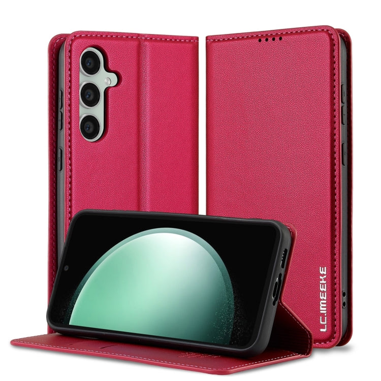 For Samsung Galaxy S24+ 5G LC.IMEEKE L1 Series Frosted Fine Texture PU Phone Case(Red) - Galaxy S24+ 5G Cases by LC.IMEEKE | Online Shopping South Africa | PMC Jewellery | Buy Now Pay Later Mobicred