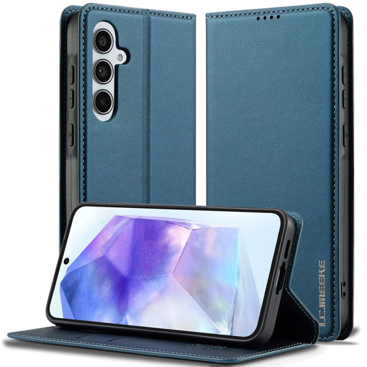 For Samsung Galaxy S25+ 5G LC.IMEEKE L1 Series Frosted Fine Texture PU Phone Case(Blue) - Galaxy S25+ 5G Cases by LC.IMEEKE | Online Shopping South Africa | PMC Jewellery | Buy Now Pay Later Mobicred