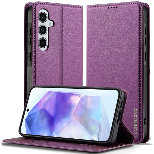 For Samsung Galaxy S25 5G LC.IMEEKE L1 Series Frosted Fine Texture PU Phone Case(Purple) - Galaxy S25 5G Cases by LC.IMEEKE | Online Shopping South Africa | PMC Jewellery | Buy Now Pay Later Mobicred