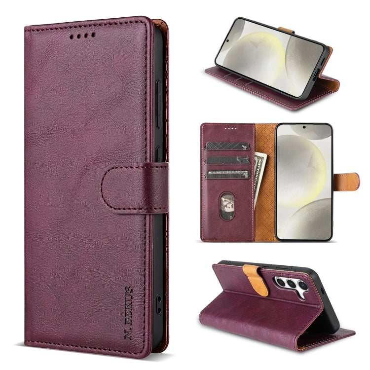 For Samsung Galaxy S24 5G N.BEKUS CSJ-P1 Solid Color Leather Phone Case(Wine Red) - Galaxy S24 5G Cases by N.BEKUS | Online Shopping South Africa | PMC Jewellery | Buy Now Pay Later Mobicred