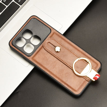 For Redmi K70 Ultra Wristband Leather Back Phone Case(Brown) - Xiaomi Cases by PMC Jewellery | Online Shopping South Africa | PMC Jewellery | Buy Now Pay Later Mobicred