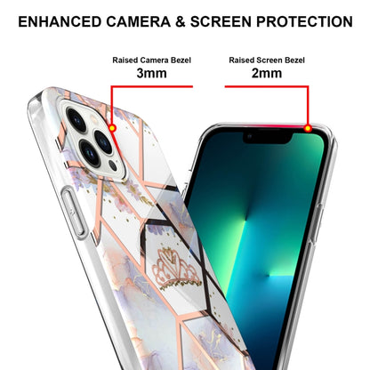 For iPhone 16 Pro Splicing Marble Flower IMD TPU Phone Case(Crown) - iPhone 16 Pro Cases by PMC Jewellery | Online Shopping South Africa | PMC Jewellery | Buy Now Pay Later Mobicred