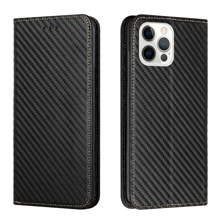 For iPhone 16 Pro Max Carbon Fiber Texture Magnetic Flip Leather Phone Case(Black) - iPhone 16 Pro Max Cases by PMC TechLife | Online Shopping South Africa | PMC TechLife | Buy Now Pay Later Mobicred
