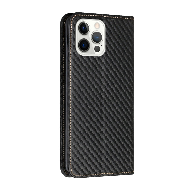 For iPhone 16 Pro Max Carbon Fiber Texture Magnetic Flip Leather Phone Case(Black) - iPhone 16 Pro Max Cases by PMC TechLife | Online Shopping South Africa | PMC TechLife | Buy Now Pay Later Mobicred