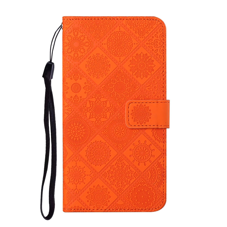 For Samsung Galaxy S25+ 5G Ethnic Style Embossed Pattern Leather Phone Case(Orange) - Galaxy S25+ 5G Cases by PMC Jewellery | Online Shopping South Africa | PMC Jewellery | Buy Now Pay Later Mobicred