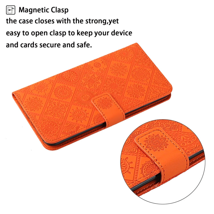 For Samsung Galaxy S25+ 5G Ethnic Style Embossed Pattern Leather Phone Case(Orange) - Galaxy S25+ 5G Cases by PMC Jewellery | Online Shopping South Africa | PMC Jewellery | Buy Now Pay Later Mobicred