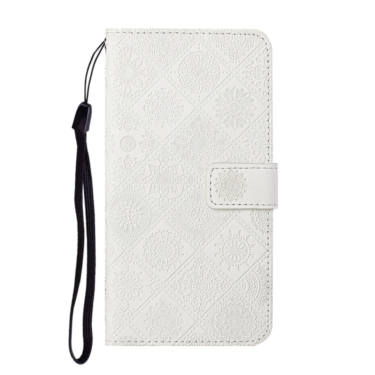 For Samsung Galaxy S25+ 5G Ethnic Style Embossed Pattern Leather Phone Case(White) - Galaxy S25+ 5G Cases by PMC Jewellery | Online Shopping South Africa | PMC Jewellery | Buy Now Pay Later Mobicred