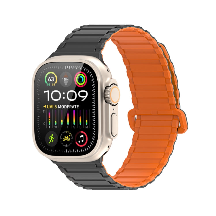 For Apple Watch Ultra 49mm DUX DUCIS KJ Series Magnetic Buckle Silicone Watch Band(Black Orange) - Watch Bands by DUX DUCIS | Online Shopping South Africa | PMC Jewellery | Buy Now Pay Later Mobicred