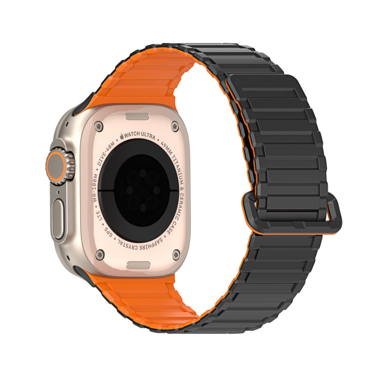 For Apple Watch Ultra 49mm DUX DUCIS KJ Series Magnetic Buckle Silicone Watch Band(Black Orange) - Watch Bands by DUX DUCIS | Online Shopping South Africa | PMC Jewellery | Buy Now Pay Later Mobicred