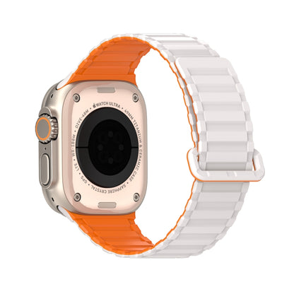 For Apple Watch Series 8 45mm DUX DUCIS KJ Series Magnetic Buckle Silicone Watch Band(Starlight Orange) - Watch Bands by DUX DUCIS | Online Shopping South Africa | PMC Jewellery | Buy Now Pay Later Mobicred