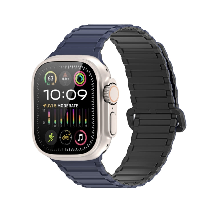 For Apple Watch SE 44mm DUX DUCIS KJ Series Magnetic Buckle Silicone Watch Band(Black Blue) - Watch Bands by DUX DUCIS | Online Shopping South Africa | PMC Jewellery | Buy Now Pay Later Mobicred