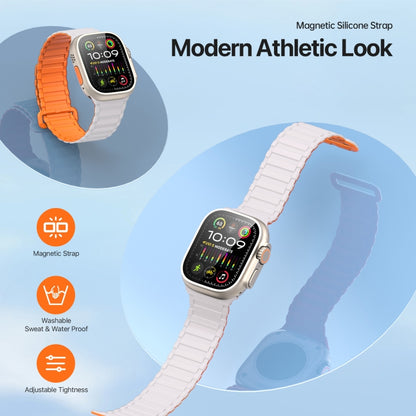 For Apple Watch Series 6 44mm DUX DUCIS KJ Series Magnetic Buckle Silicone Watch Band(Starlight Orange) - Watch Bands by DUX DUCIS | Online Shopping South Africa | PMC Jewellery | Buy Now Pay Later Mobicred