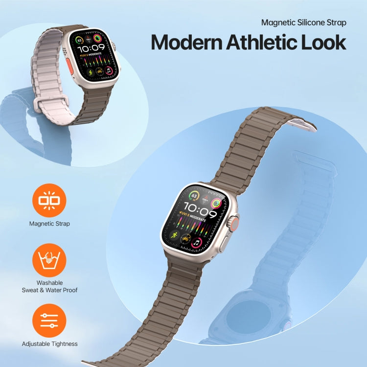 For Apple Watch 42mm DUX DUCIS KJ Series Magnetic Buckle Silicone Watch Band(Brown Grey) - Watch Bands by DUX DUCIS | Online Shopping South Africa | PMC Jewellery | Buy Now Pay Later Mobicred