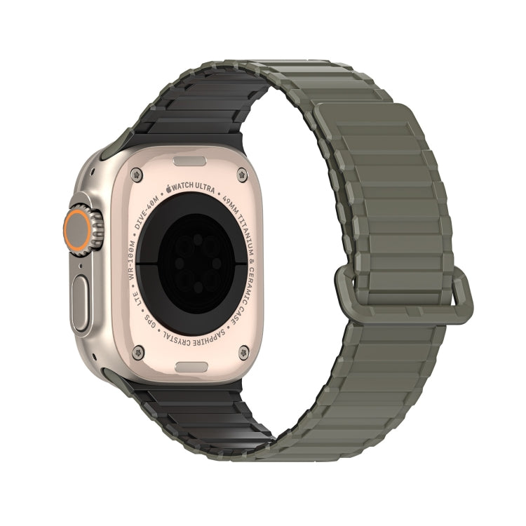 For Apple Watch Series 10 46mm DUX DUCIS KJ Series Magnetic Buckle Silicone Watch Band(Black Green) - Watch Bands by DUX DUCIS | Online Shopping South Africa | PMC Jewellery | Buy Now Pay Later Mobicred