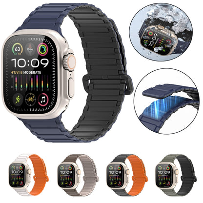 For Apple Watch Series 5 44mm DUX DUCIS KJ Series Magnetic Buckle Silicone Watch Band(Black Orange) - Watch Bands by DUX DUCIS | Online Shopping South Africa | PMC Jewellery | Buy Now Pay Later Mobicred