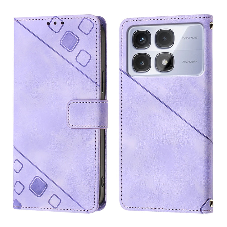 For Redmi K70 Ultra 5G Global Skin-feel Embossed Leather Phone Case(Light Purple) - Xiaomi Cases by PMC Jewellery | Online Shopping South Africa | PMC Jewellery | Buy Now Pay Later Mobicred