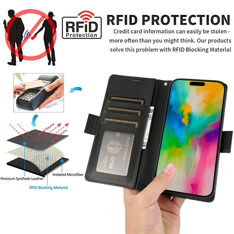 For iPhone 16 Pro Max Side Buckle RFID Anti-theft Leather Phone Case(Black) - iPhone 16 Pro Max Cases by PMC TechLife | Online Shopping South Africa | PMC TechLife | Buy Now Pay Later Mobicred