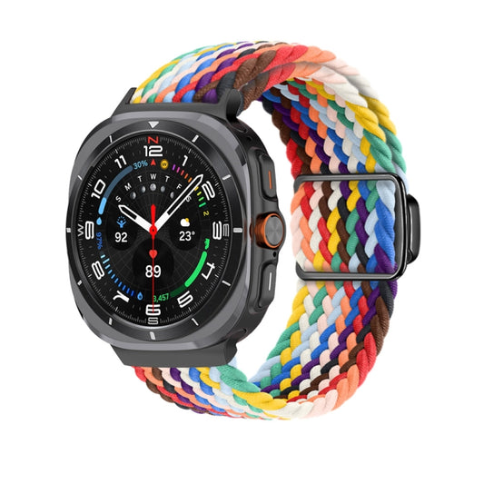 For Samsung Galaxy Watch Ultra 47mm Nylon Loop Magnetic Buckle Watch Band(Official Rainbow) - Watch Bands by PMC Jewellery | Online Shopping South Africa | PMC Jewellery | Buy Now Pay Later Mobicred