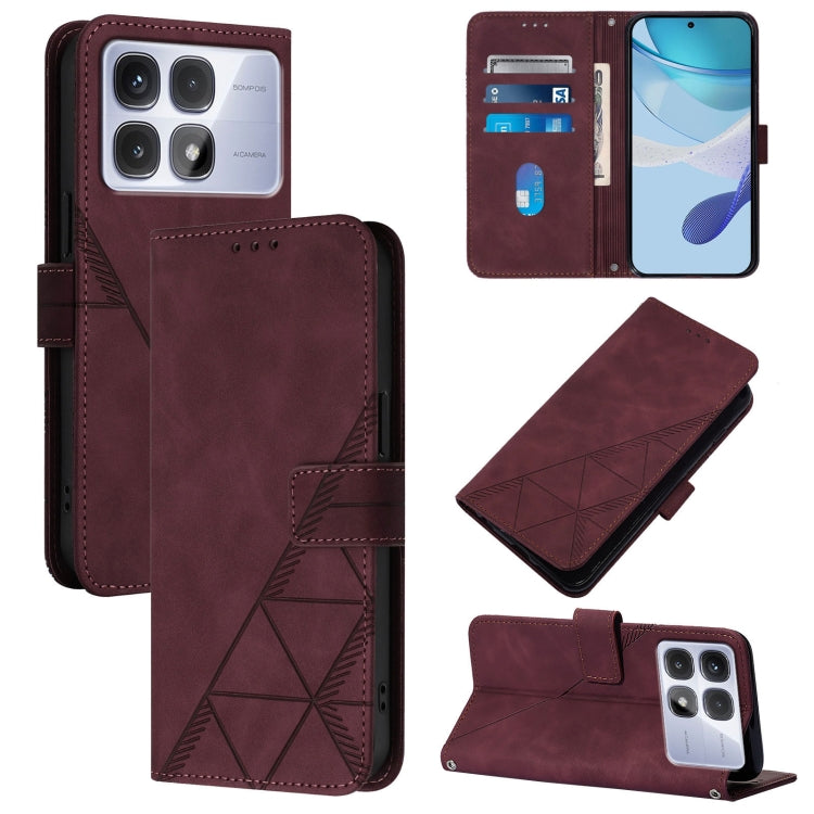 For Redmi K70 Ultra 5G Global Crossbody 3D Embossed Flip Leather Phone Case(Wine Red) - Xiaomi Cases by PMC Jewellery | Online Shopping South Africa | PMC Jewellery | Buy Now Pay Later Mobicred