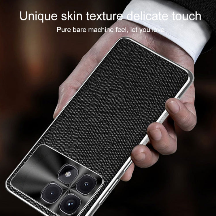 For Redmi K70 Ultra Silver Edge Cross Texture PU Leather Phone Case(Black) - Xiaomi Cases by PMC Jewellery | Online Shopping South Africa | PMC Jewellery | Buy Now Pay Later Mobicred