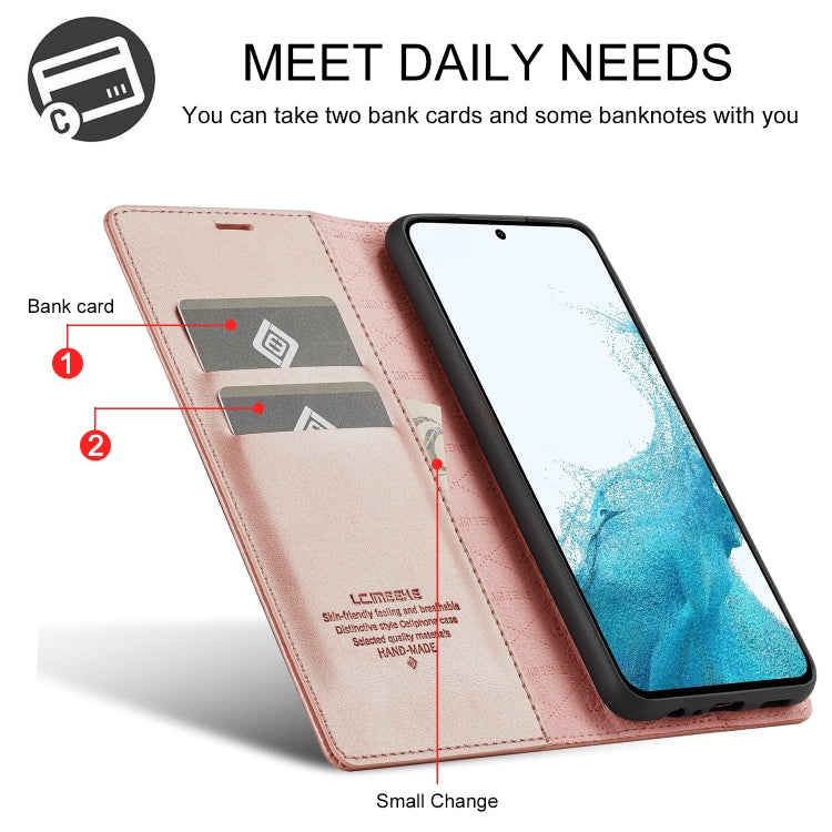 For Samsung Galaxy S24 FE 5G LC.IMEEKE Strong Magnetism Microfiber Leather Phone Case(Rose Gold) - Galaxy S24 FE 5G Cases by LC.IMEEKE | Online Shopping South Africa | PMC Jewellery | Buy Now Pay Later Mobicred