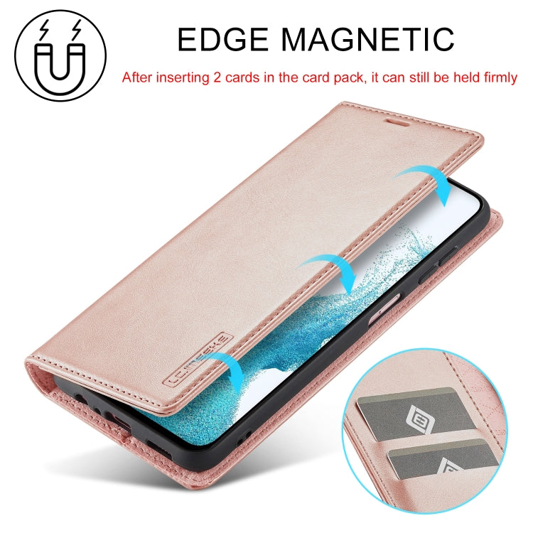 For Samsung Galaxy S24 FE 5G LC.IMEEKE Strong Magnetism Microfiber Leather Phone Case(Rose Gold) - Galaxy S24 FE 5G Cases by LC.IMEEKE | Online Shopping South Africa | PMC Jewellery | Buy Now Pay Later Mobicred