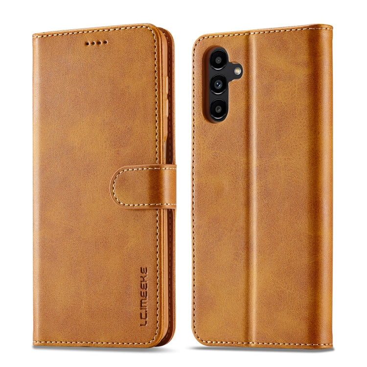 For Samsung Galaxy S24 FE 5G LC.IMEEKE Calf Texture Leather Phone Case(Brown) - Galaxy S24 FE 5G Cases by LC.IMEEKE | Online Shopping South Africa | PMC Jewellery | Buy Now Pay Later Mobicred