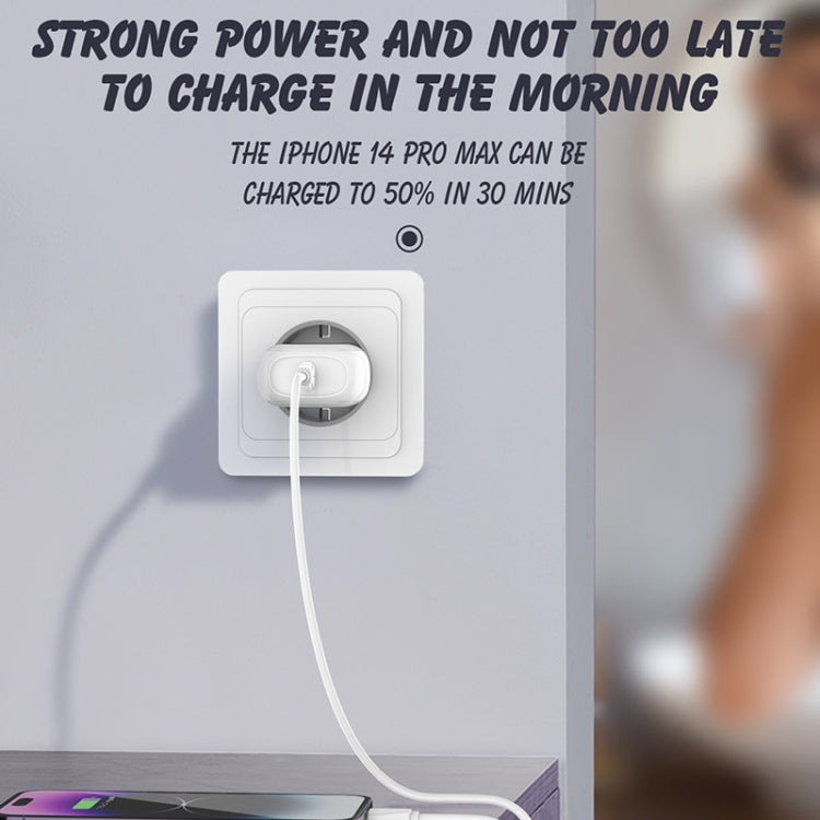 LDNIO A1206C PD27W USB-C / Type-C Fast Charger with 1m 8 Pin Cable, Plug Type:EU Plug(White) - free shipping - PMC Jewellery - Order now!